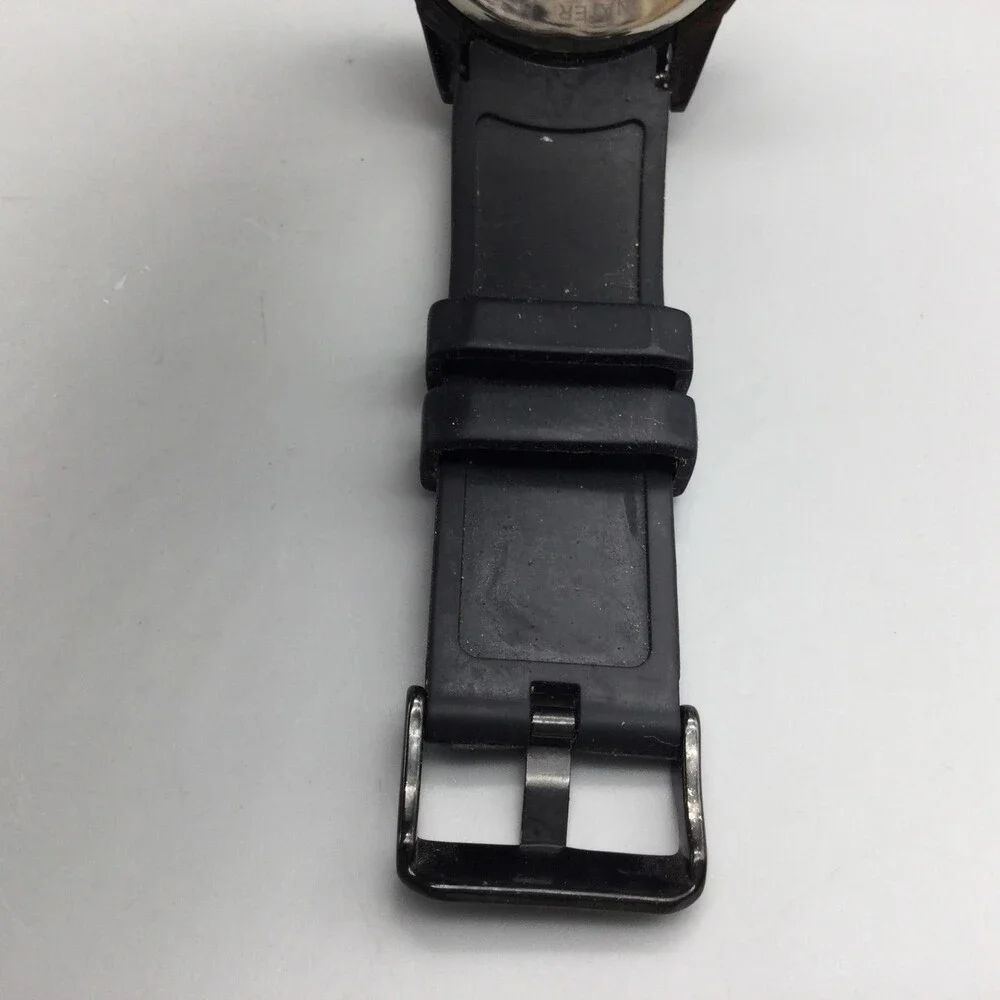 T5 Chronograph Watch Mens 44mm Black Dial Black Rubber Strap Date New Battery